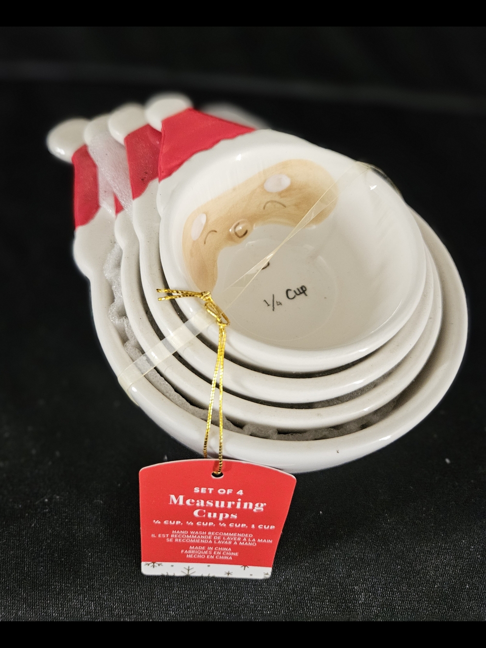 Holiday Home Essentials Santa W/ Hat Measuring Cups Set of 4 BRAND NEW